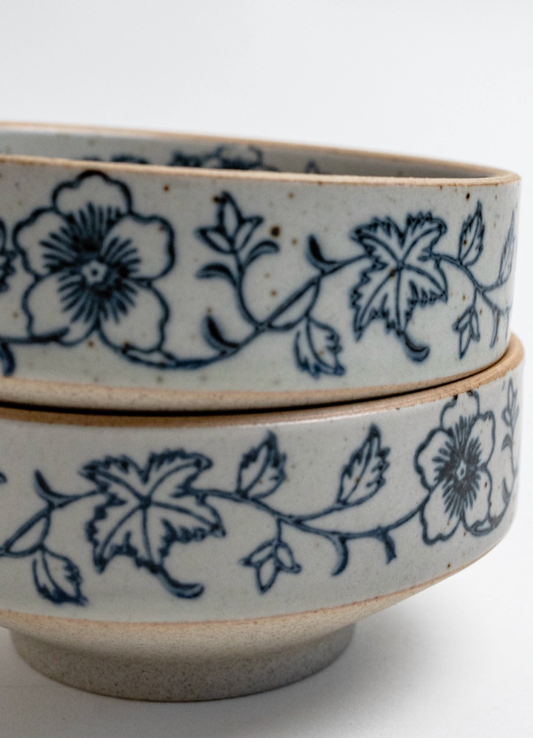 Autumn Bloom Footed Rice Bowl