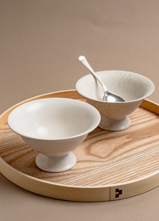 Ivory Rise Footed Ceramic Bowl